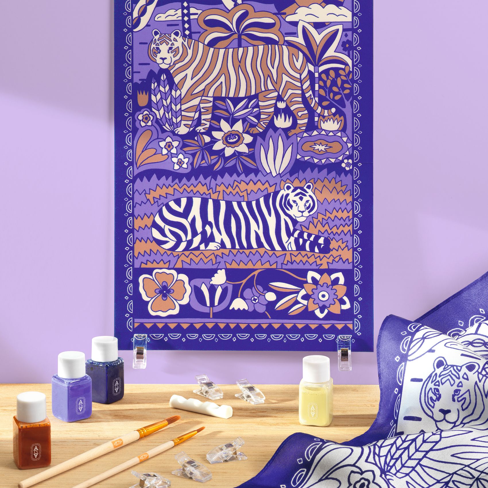 Műterem 10 - Selyem festés, Tigrisek  - Atelier 10, Silk Painting